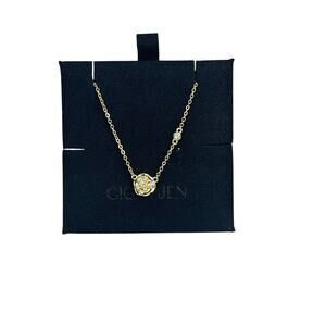 Mini Rose Shaped Pendant Necklace Gold Tone